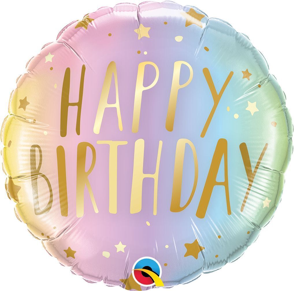 Foil Balloon Round Birthday Pastel Ombre & Dots 18in