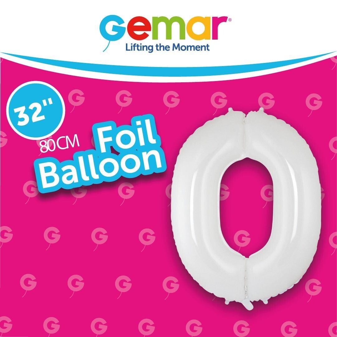 Foil Balloon Number 0 White 32in