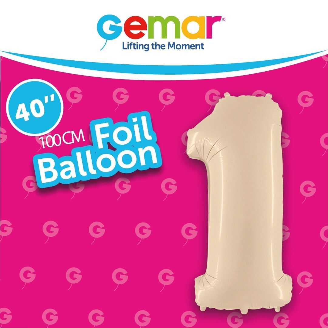 Foil Balloon Number 1 Satin Cream 40in