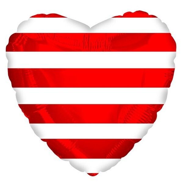 Foil Balloon Heart Red Stripes 18in