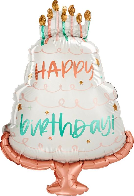 Foil Balloon Happy Birthday Cake 28in