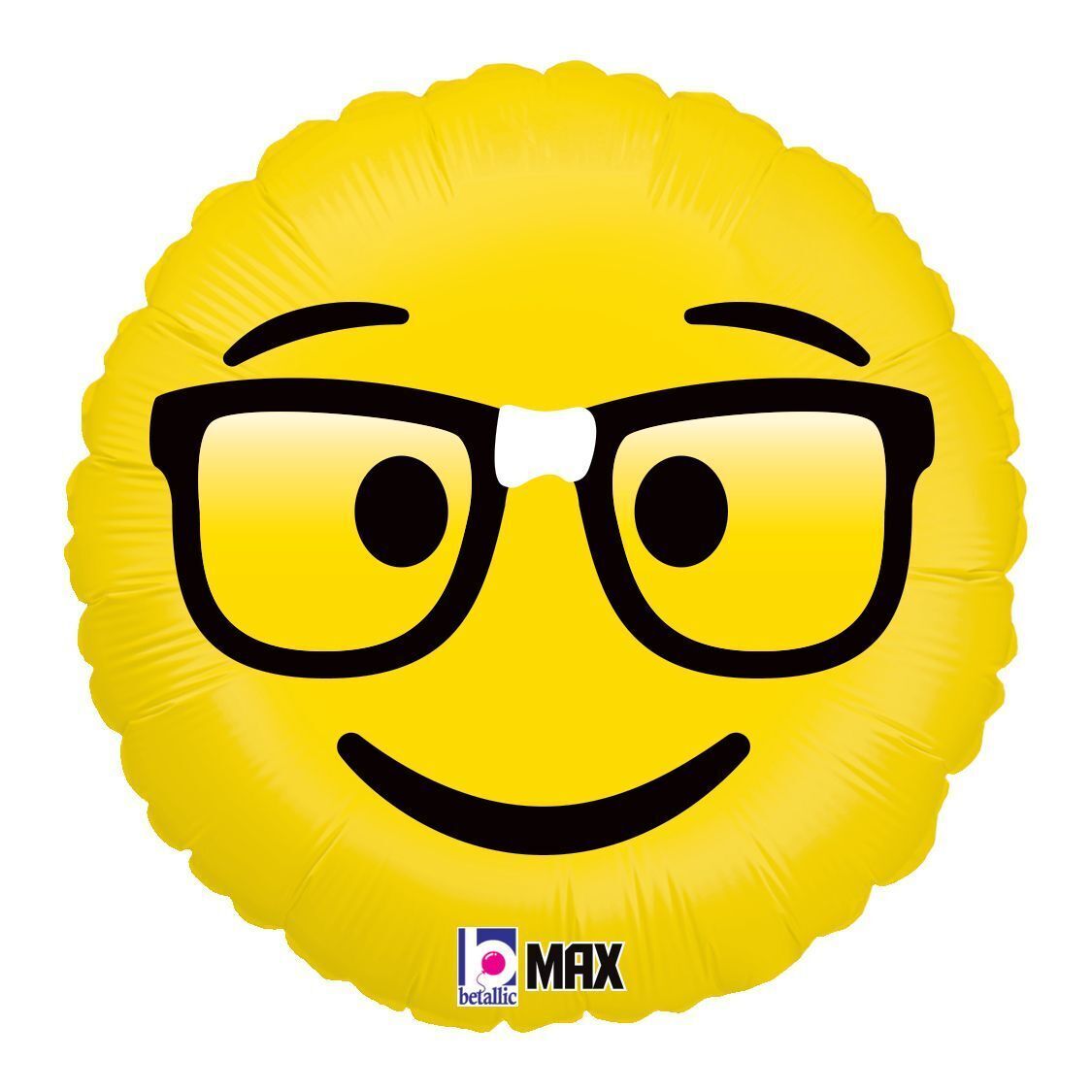 Foil Balloon Round Emoji Nerd Max Float 18in