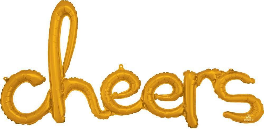 Foil balloon Cheers Gold Script 40in