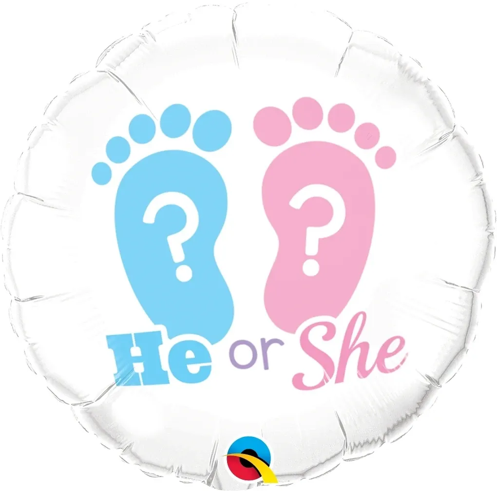 Foil balloon He or She? Footprints 18in