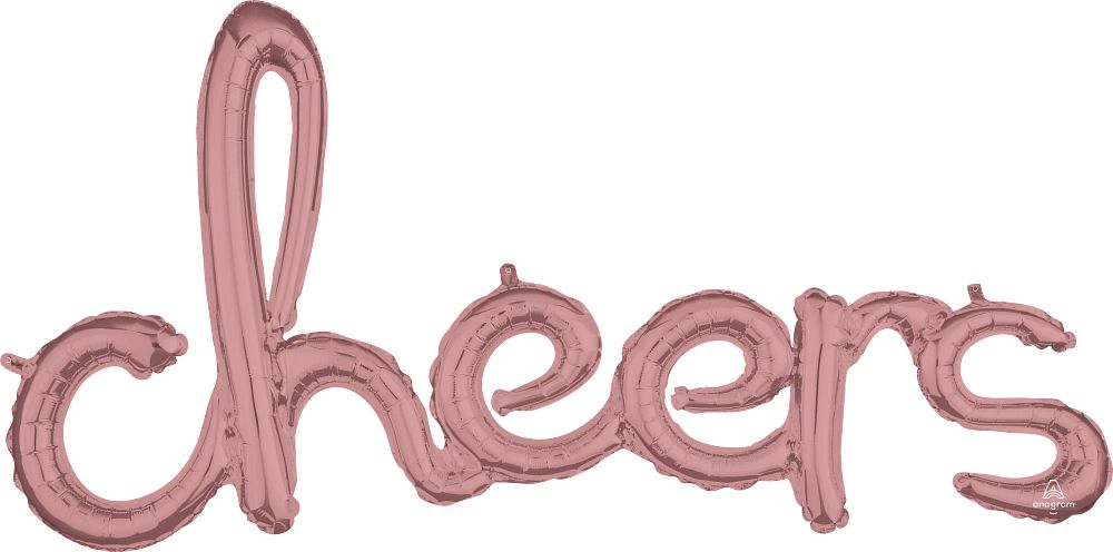 Foil Balloon Phrase Cheers Rose Gold Script 40in