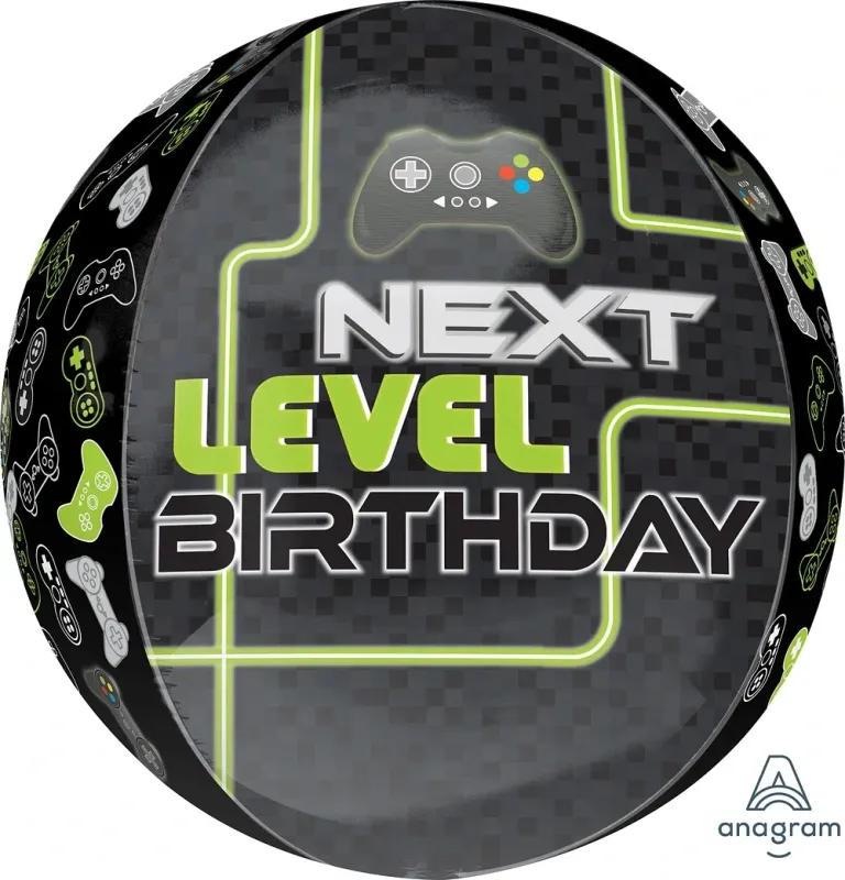 Foil Balloon Orbz Level Up Birthday 15in
