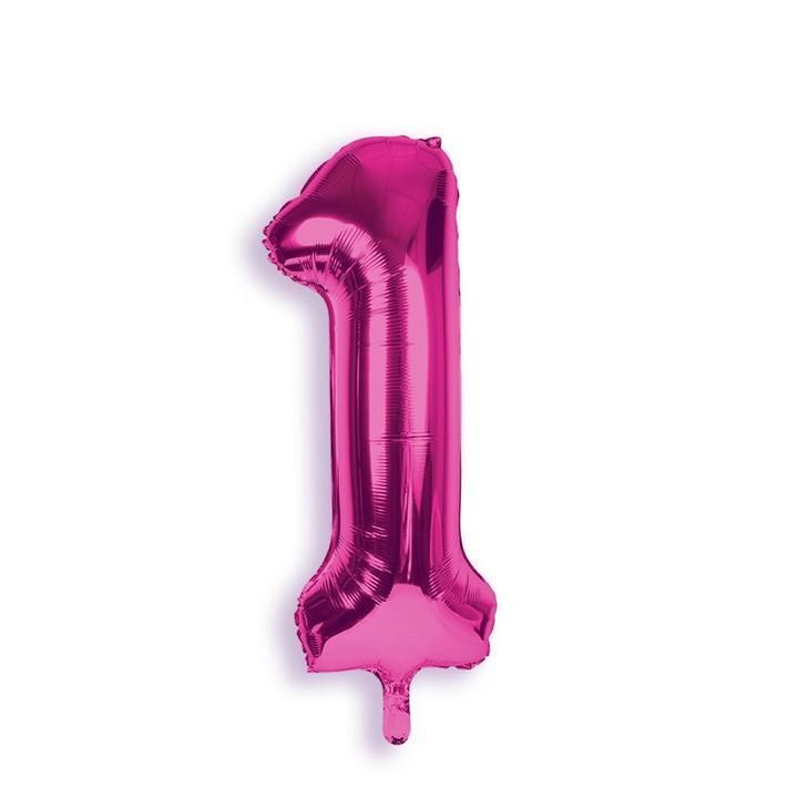 Foil Balloon Number 1 Hot Pink 34in