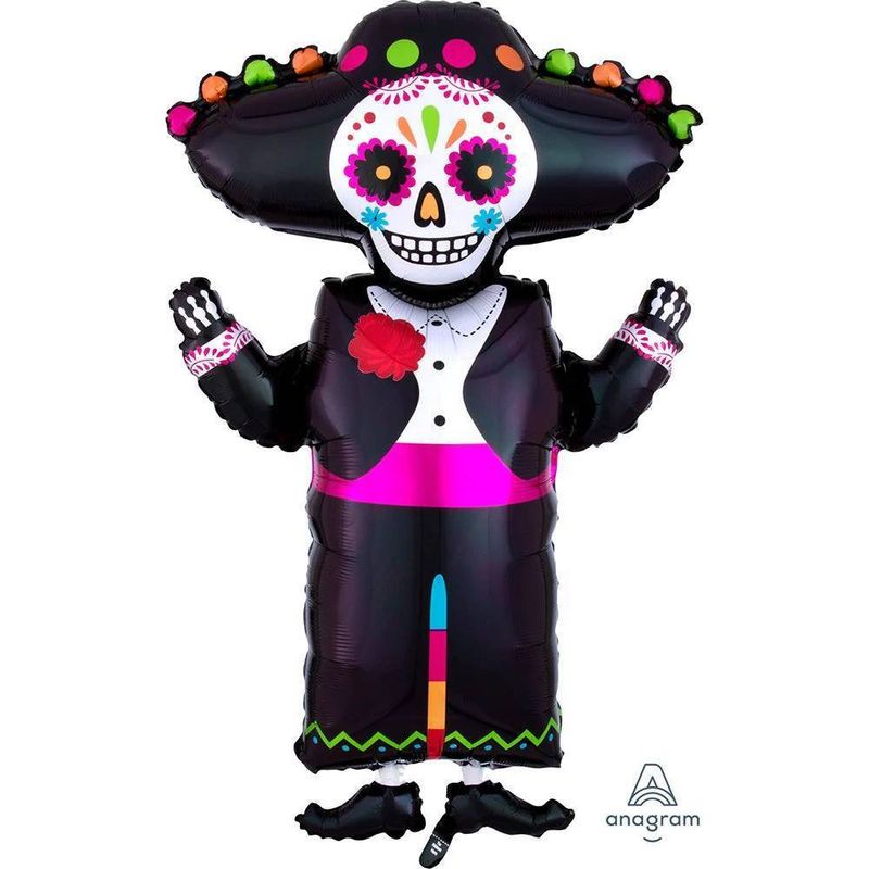 Foil Balloon Day of the Dead Skeleton 34in
