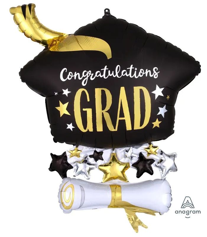 Foil Balloon Satin Infused Cap & Diploma 25in