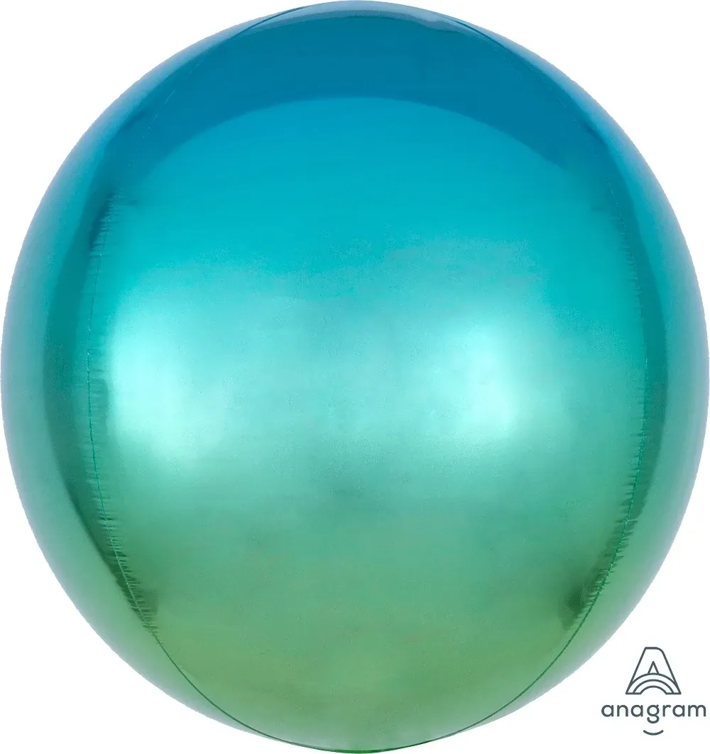 Foil Balloon Blue & Green Ombre 15in