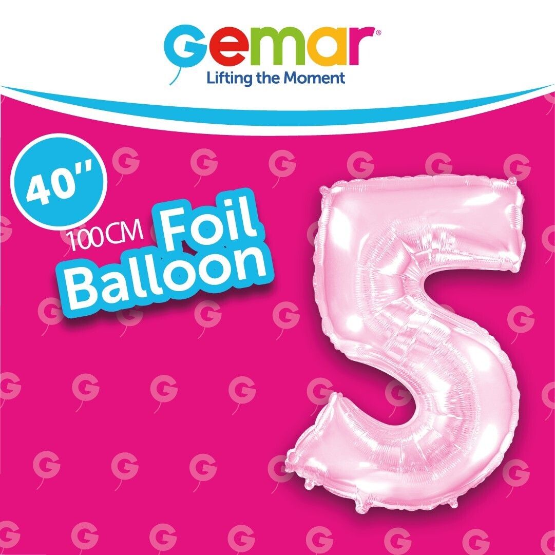 Foil Balloon Number 5 Pastel Pink 40in