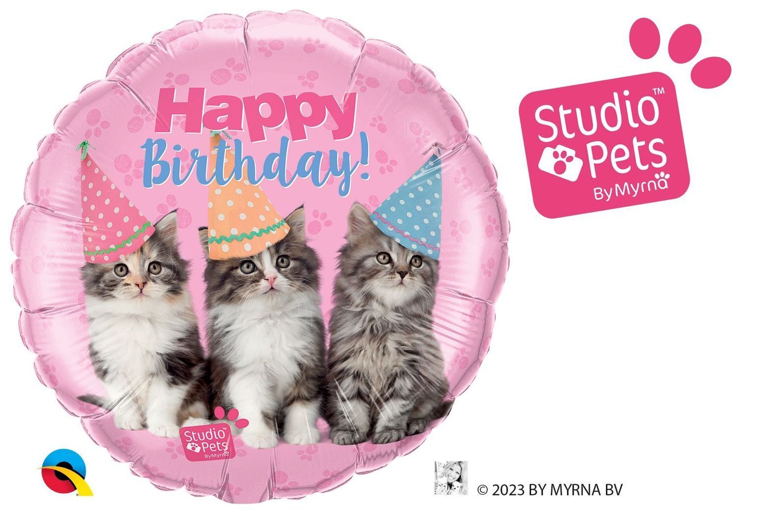 Foil Balloon Round Studio Pets Birthday Kittens 18in