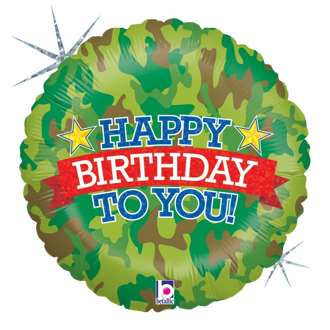 Foil Balloon Round Camo Birthday Holographic 18in