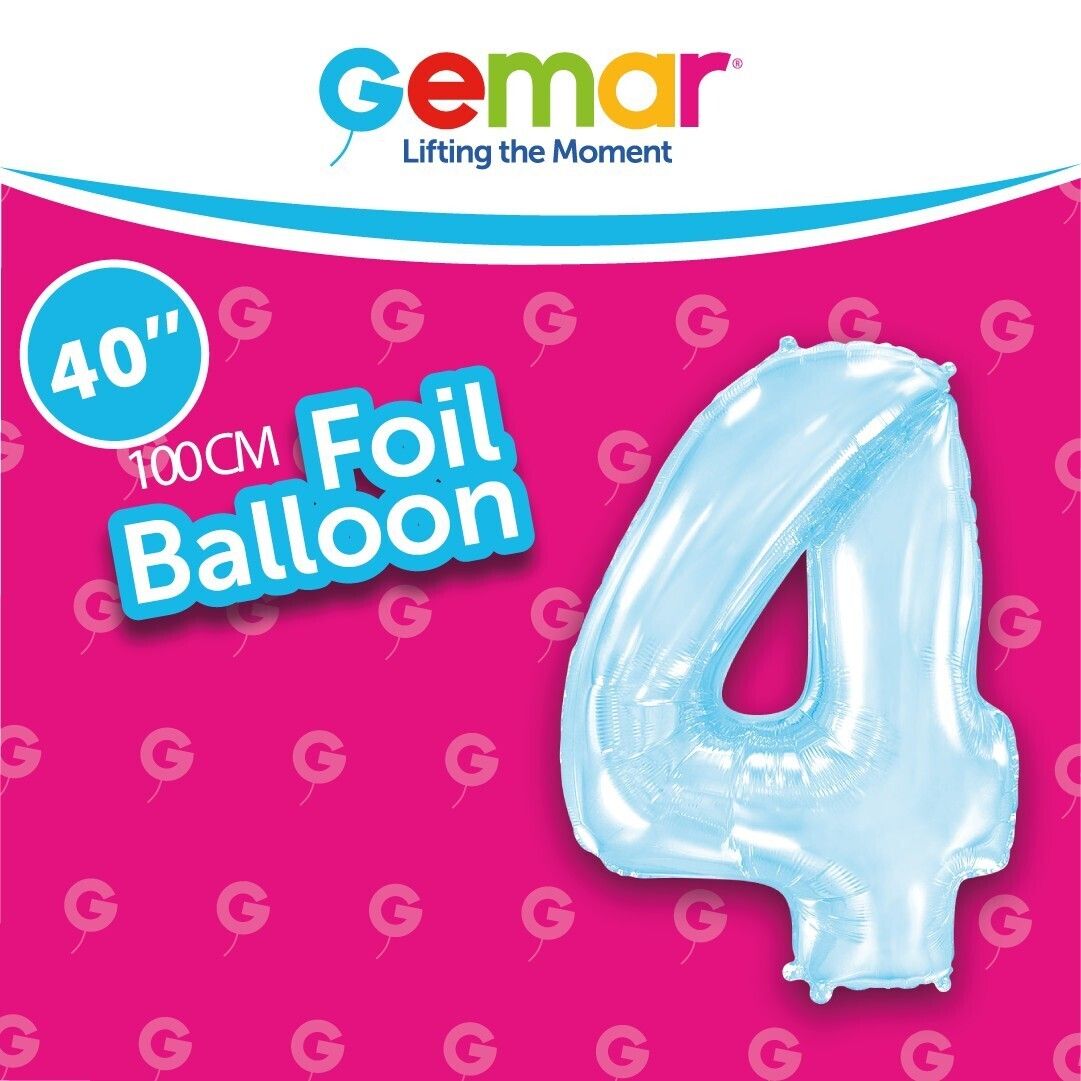 Foil Balloon Number 4 Pastel Blue 40in