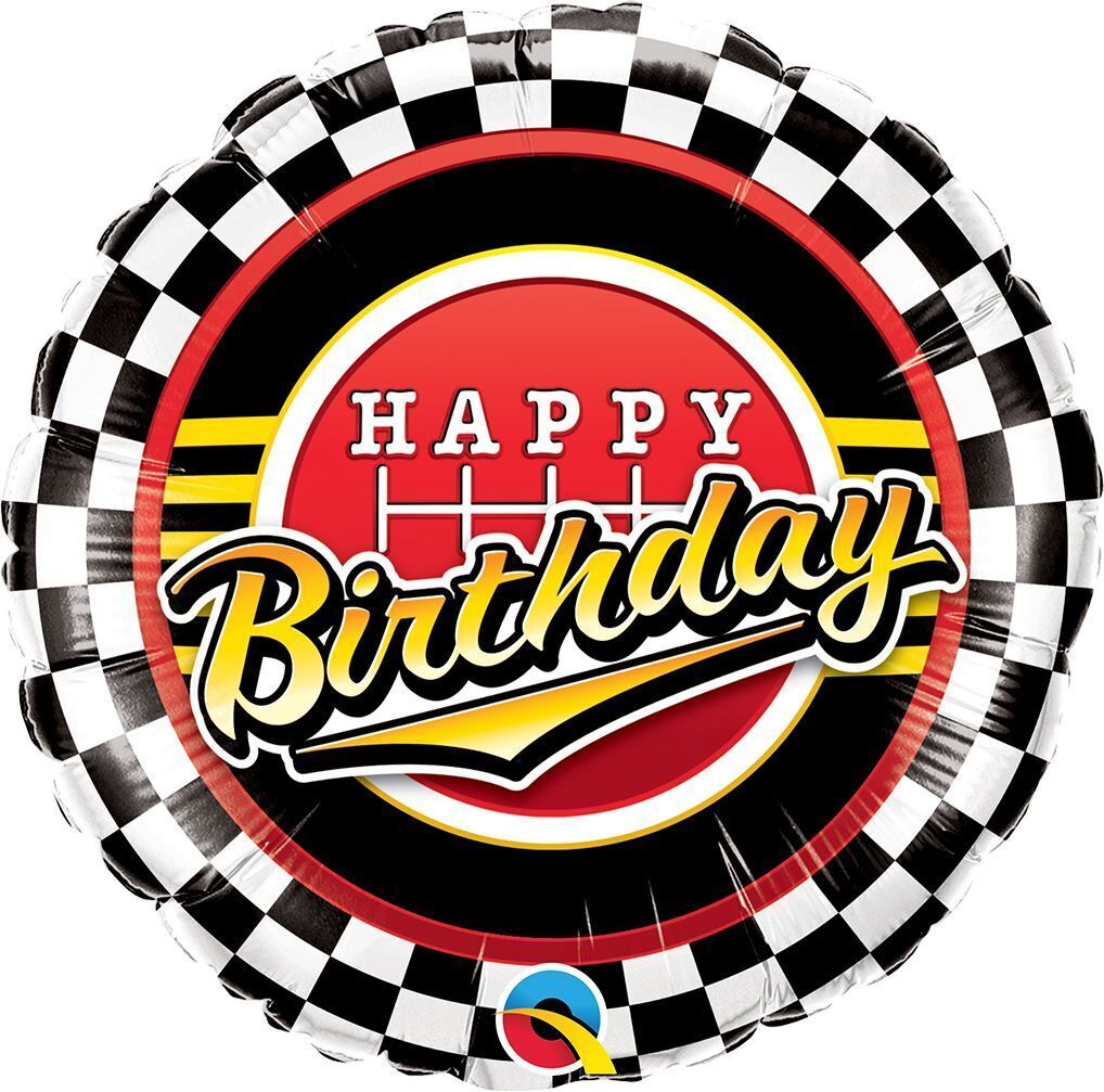 Foil Balloon Round Birthday Checkered Pattern 18in