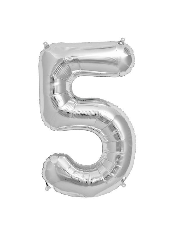 Foil Balloon Number 5 Silver 34in