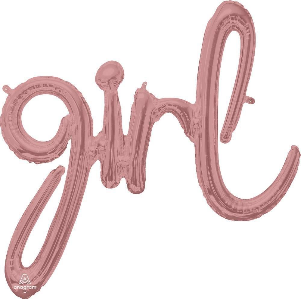 Foil balloon Girl Rose Gold Script 30in