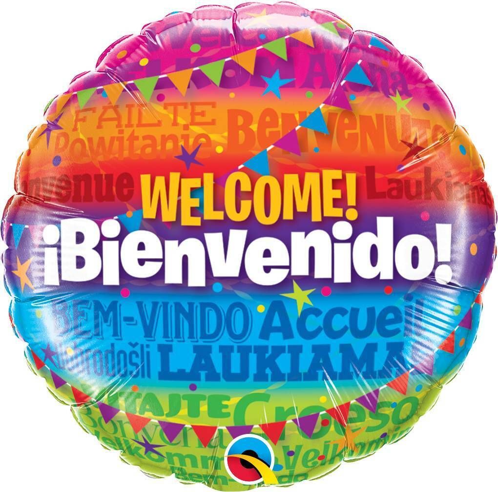 Foil Balloon Round Bienvenido Languages 18in