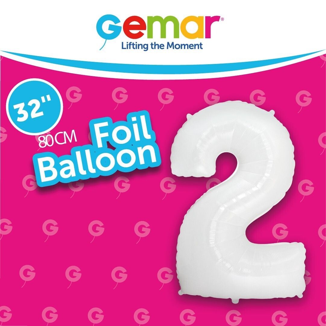 Foil Balloon Number 2 White 32in