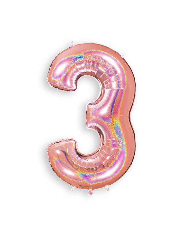 Foil Balloon Number 3 Rose Gold 34in