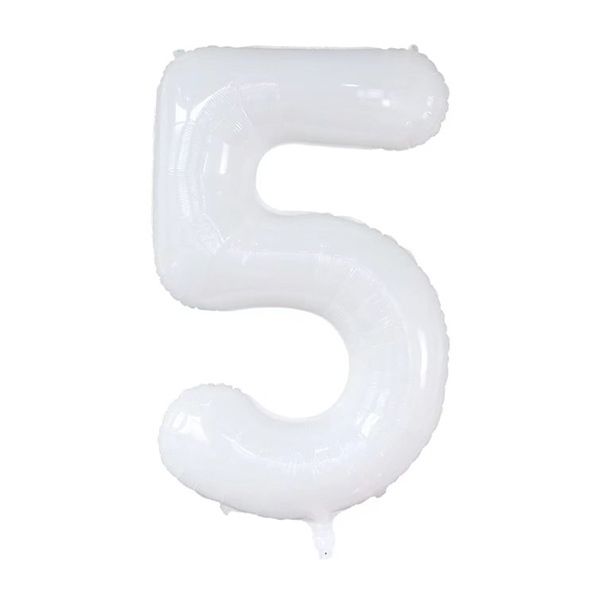 Foil Balloon Number 5 White 34in