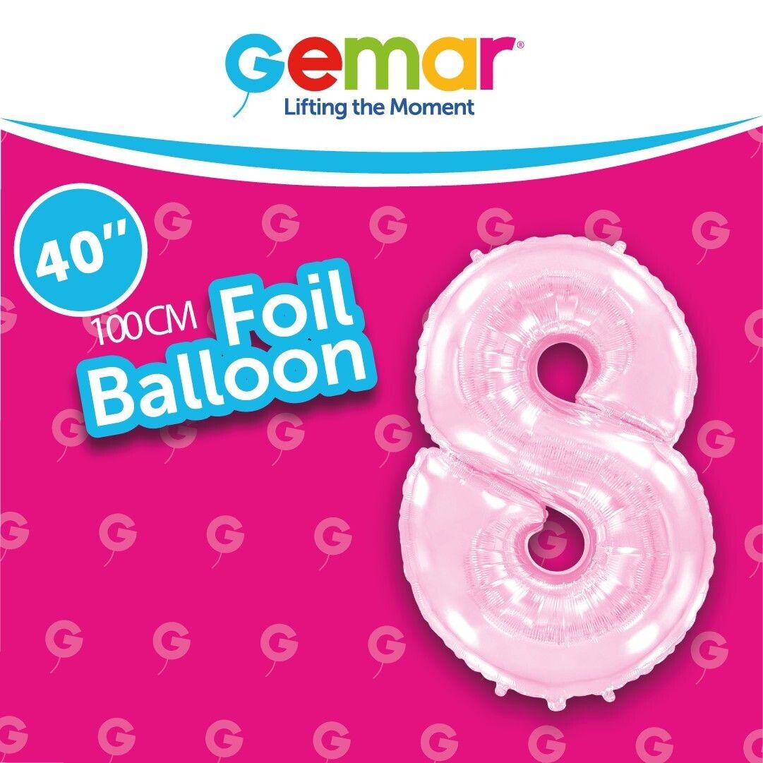 Foil Balloon Number 8 Pastel Pink 40in