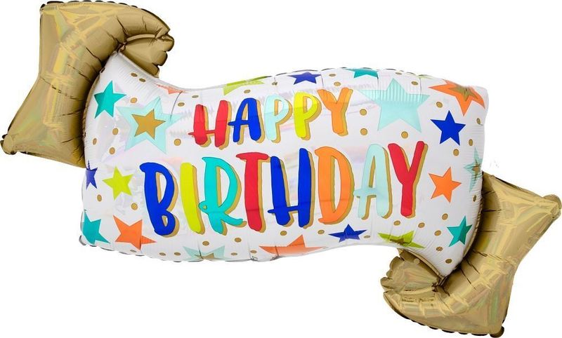 Foil Balloon Banner Iridescent Birthday Holographic 39in