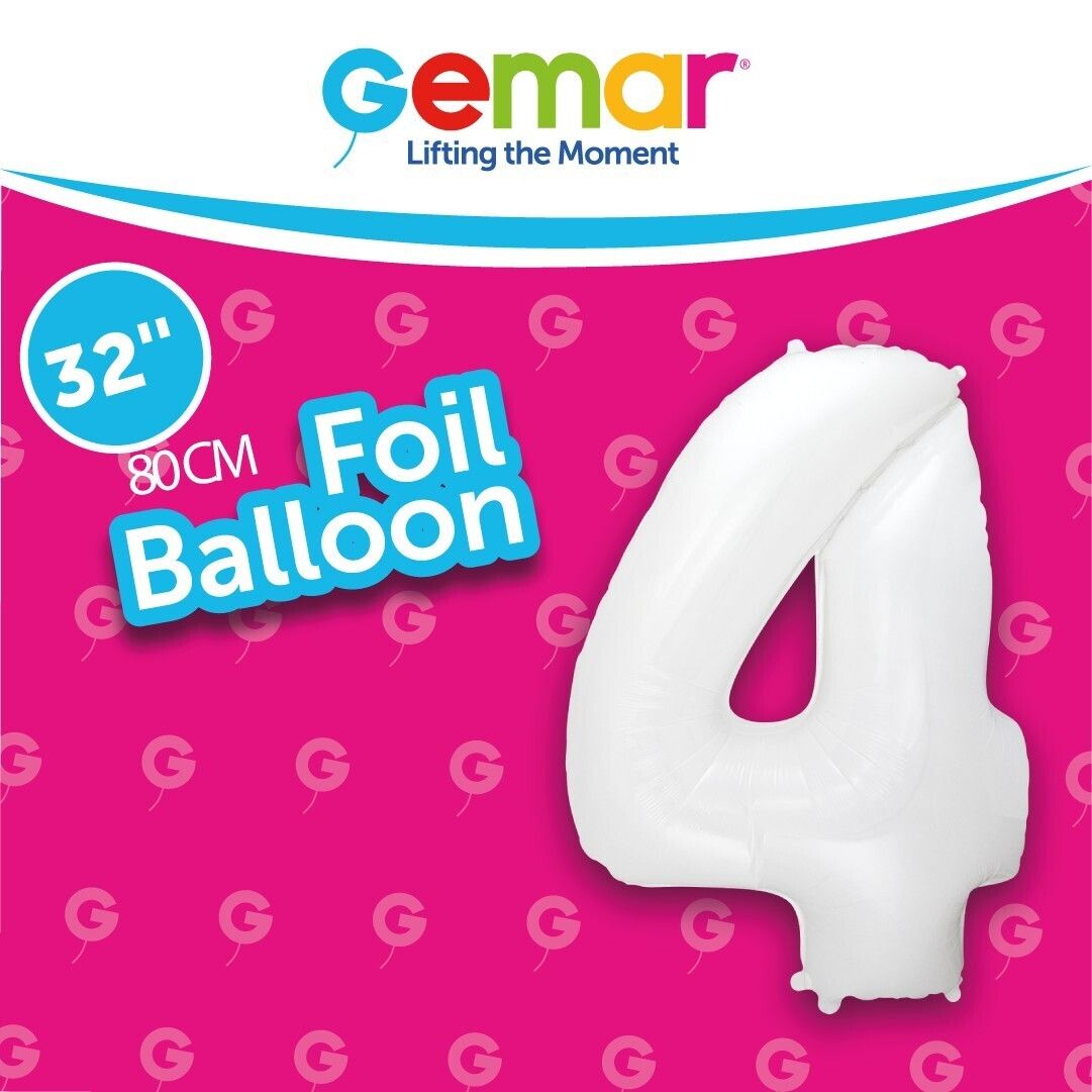 Foil Balloon Number 4 White 32in