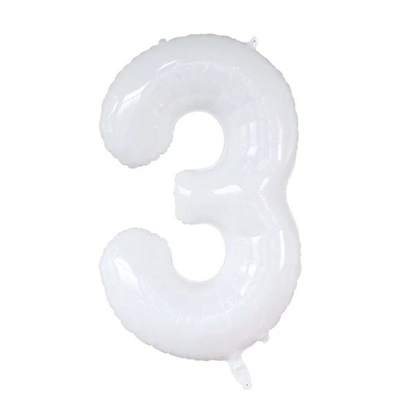 Foil Balloon Number 3 White 34in