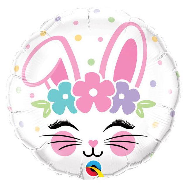 Foil Balloon Round Bunny Face 18in