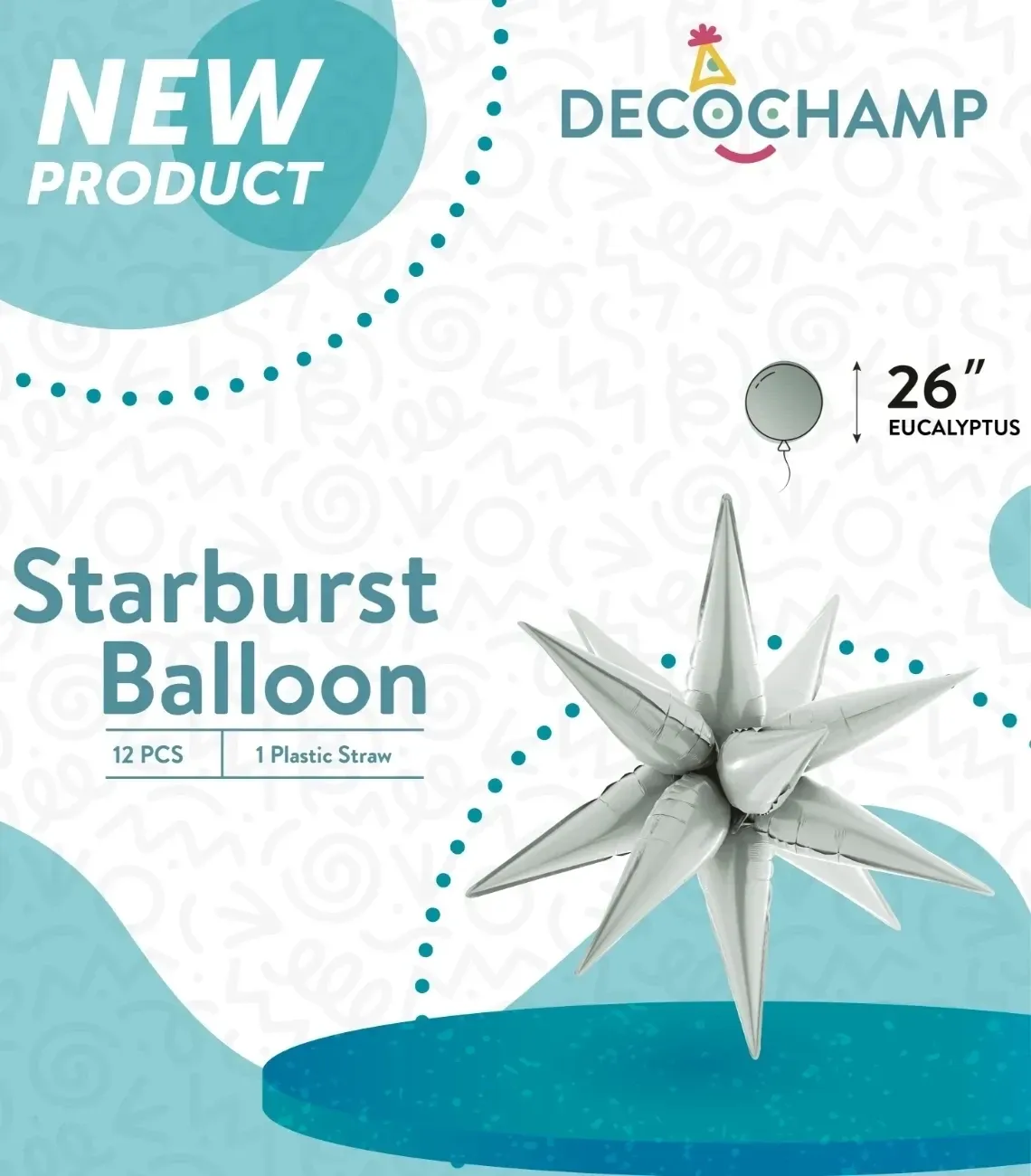 Foil Balloon Starburst Eucalyptus 26in