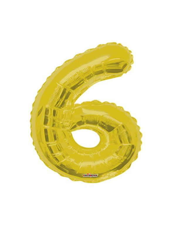Foil Balloon Number 6 Gold 34in