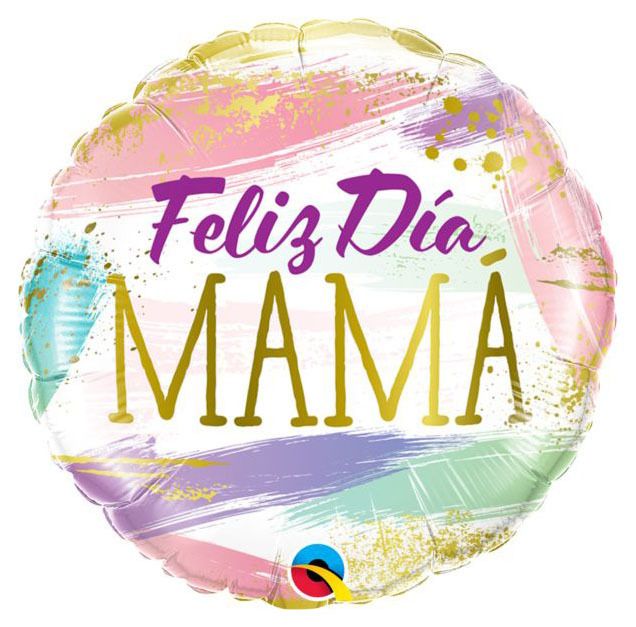 Foil Balloon Round Feliz Dia Mama Color Swashes 18in