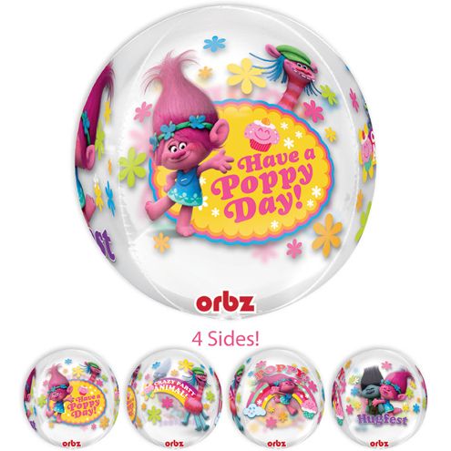 Foil Balloon Orbz Trolls Clear 15in