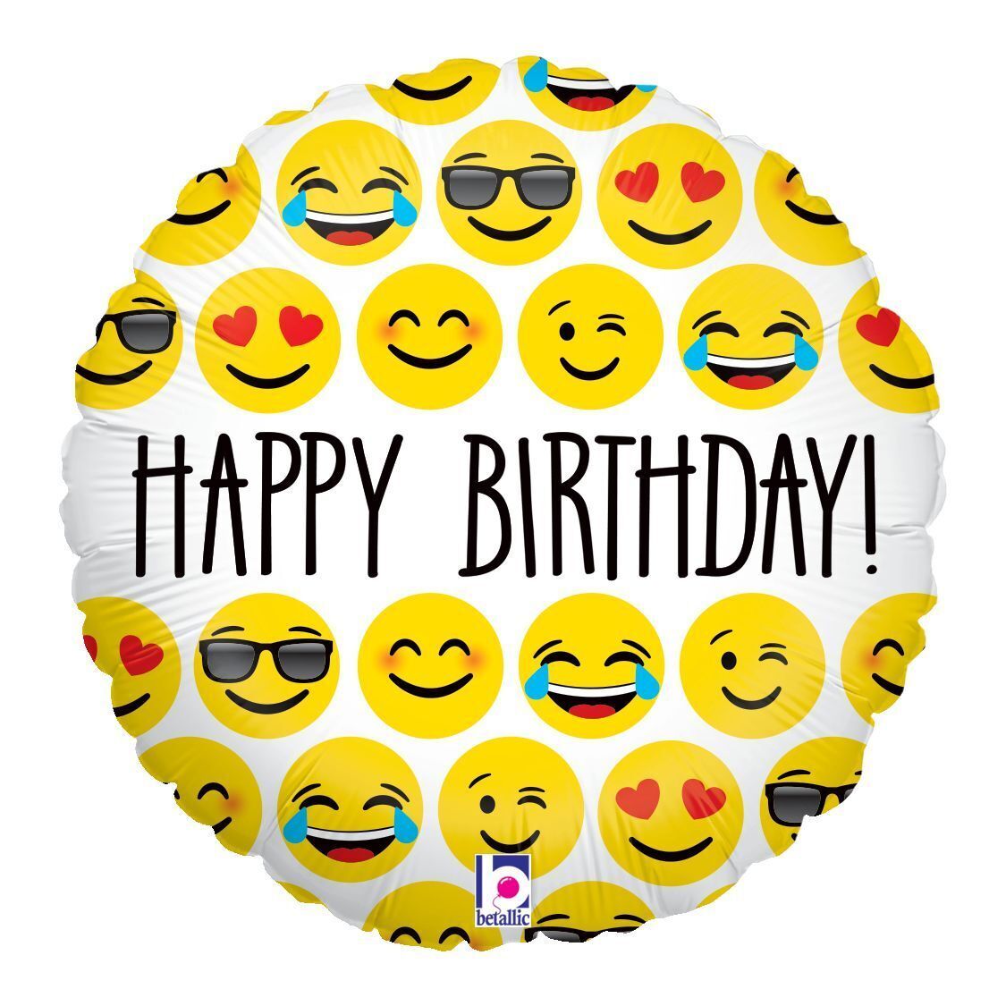 Foil Balloon Round Emoji Birthday Max Float 18in