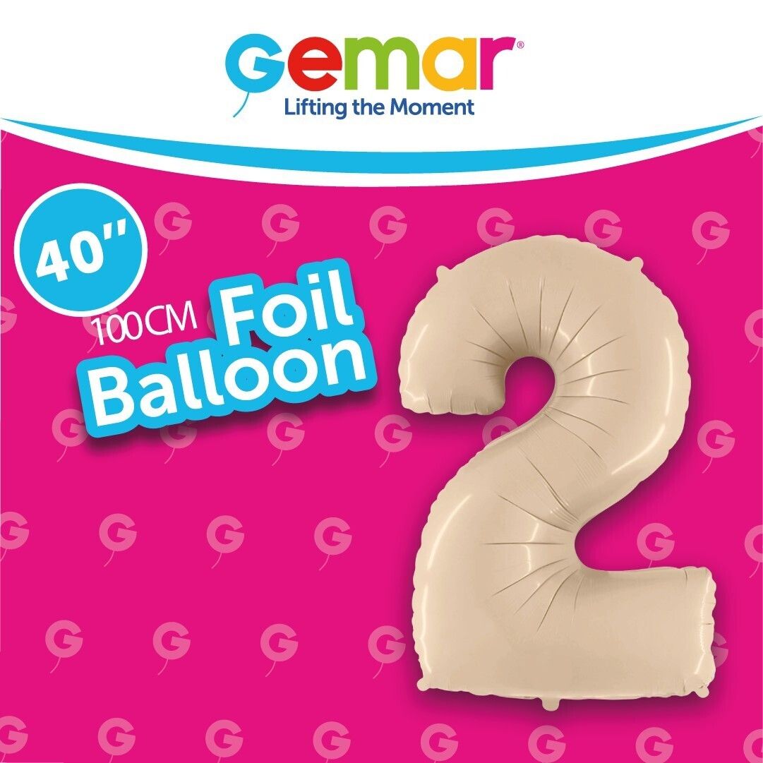 Foil Balloon Number 2 Satin Cream 40in