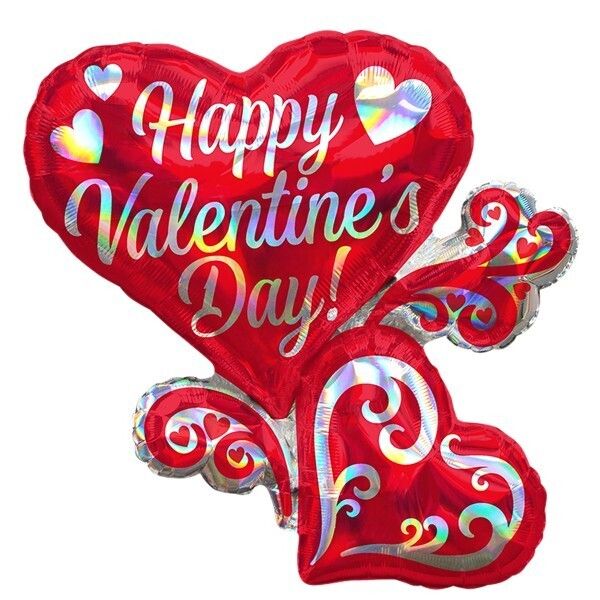 Foil Balloon Heart Iridescent Valentine 26in