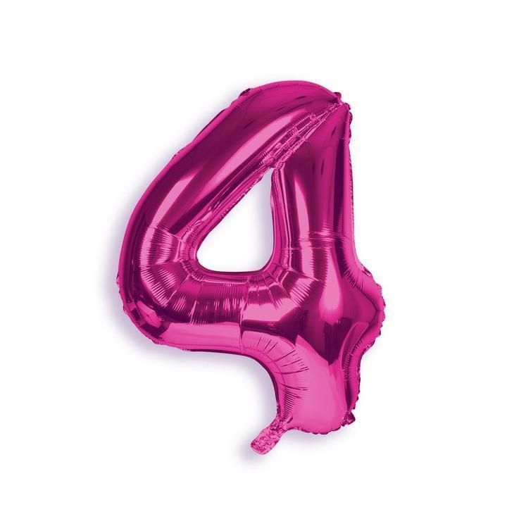 Foil Balloon Number 4 Hot Pink 34in