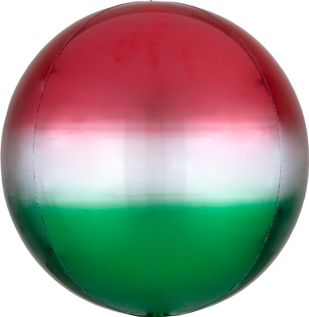 Foil Balloon Orbz Ombre Red & Green 16in
