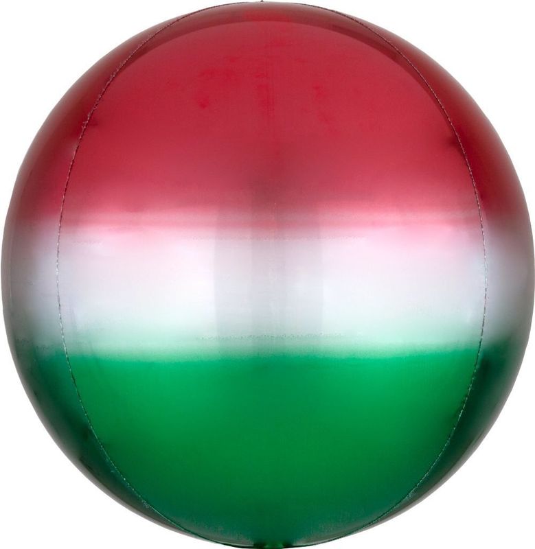 Foil Balloon Orbz Ombre Red & Green 16in