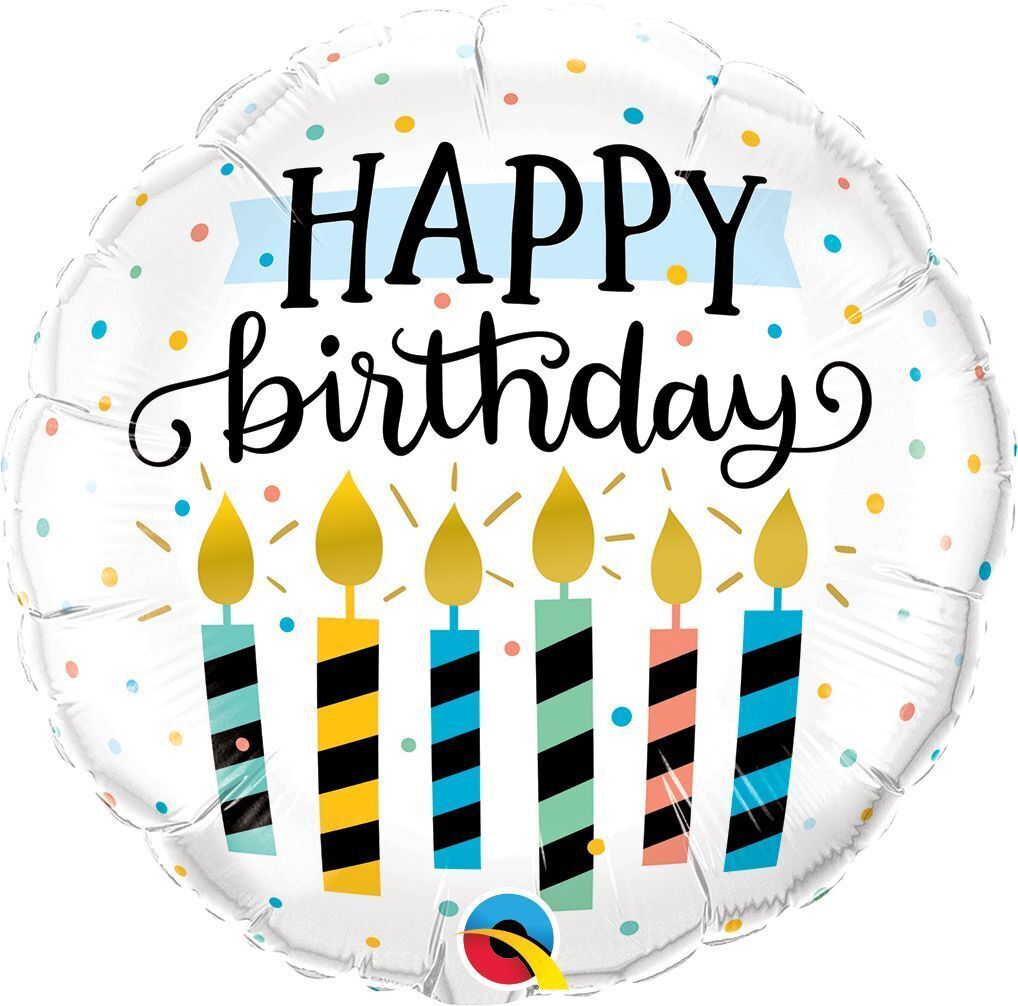 Foil Balloon Round Birthday Candles & Dots 18in
