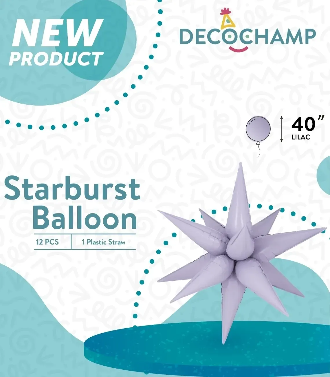 Foil Balloon Starburst Lilac 40in