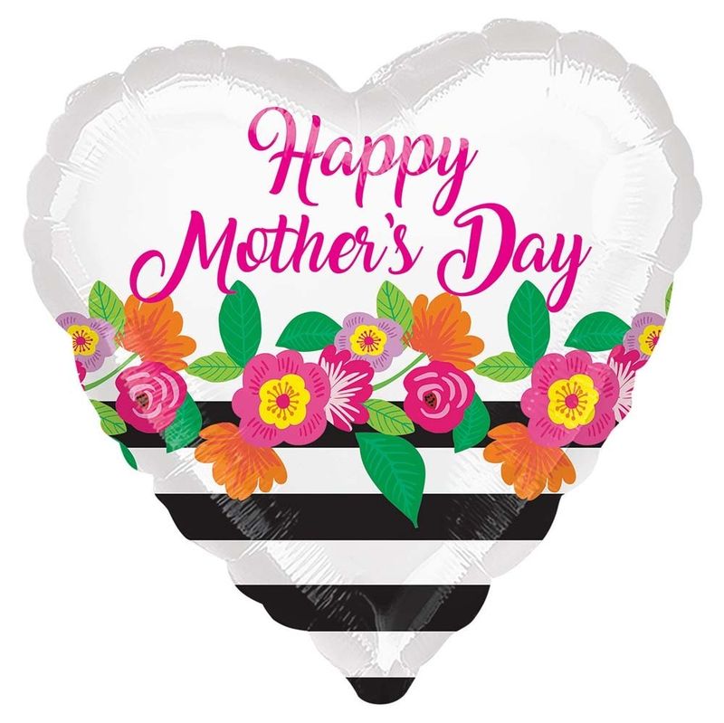 Foil Balloon Mother's Day Flowery Stripes 18in