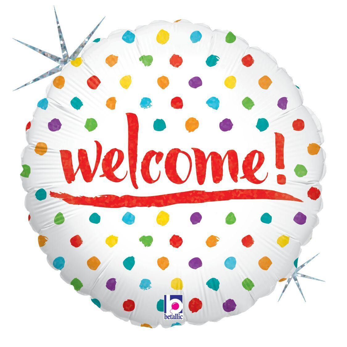 Foil Balloon Round Welcome Dots Holographic 18in