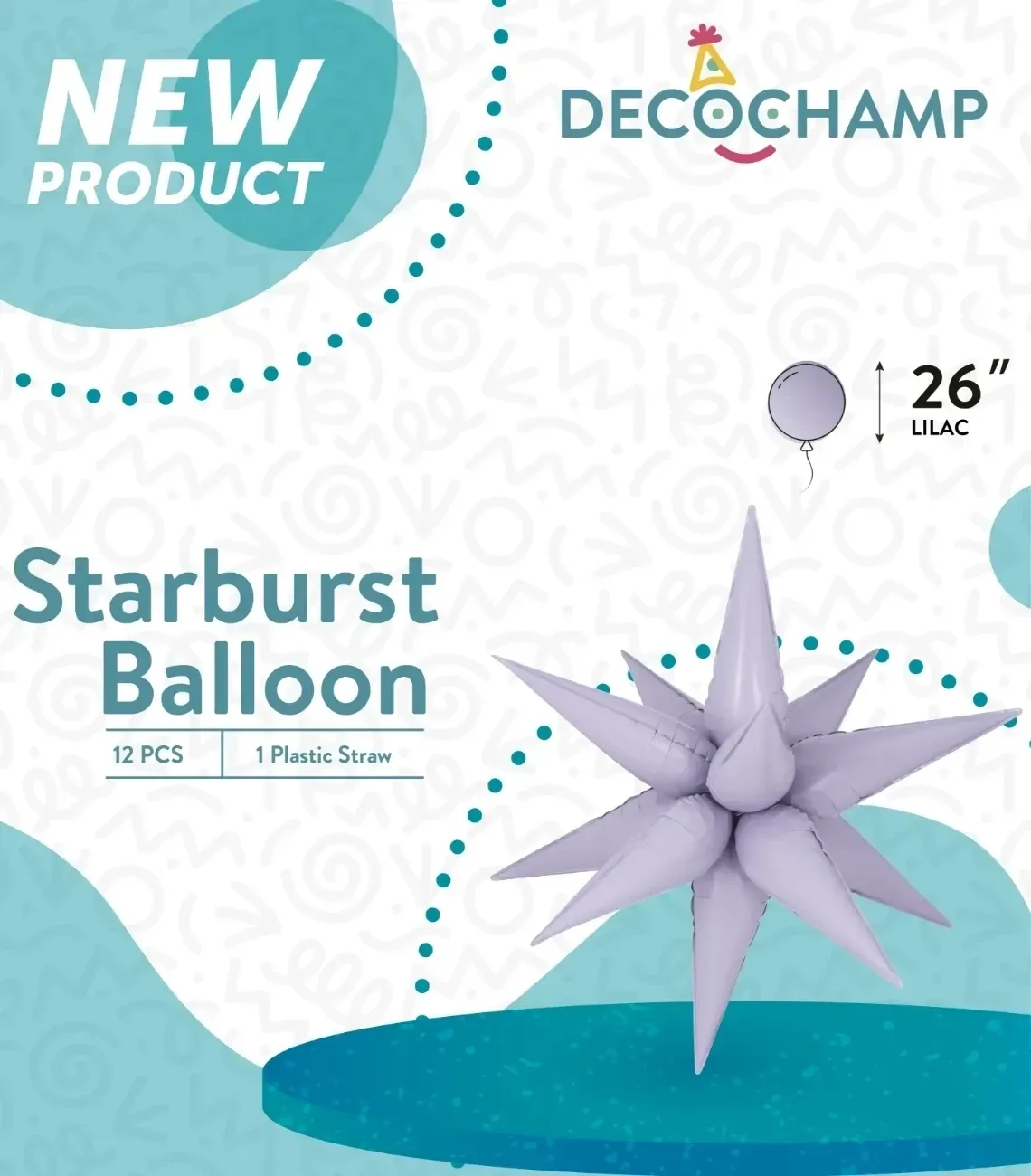 Foil Balloon Starburst Lilac 26in