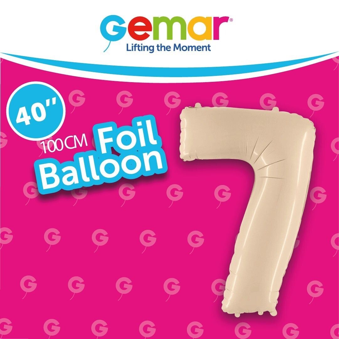 Foil Balloon Number 7 Satin Cream 40in