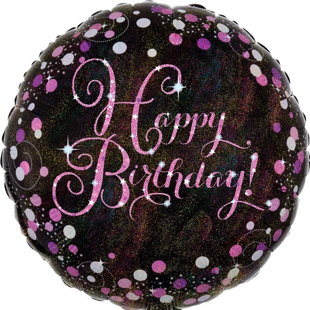 Foil Balloon Holographic Pink Celebration 18in