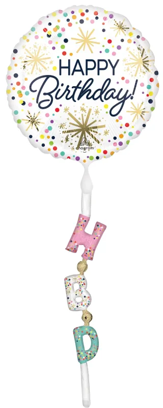 Foil Balloon Confetti Sprinkle Happy Birthday 69in