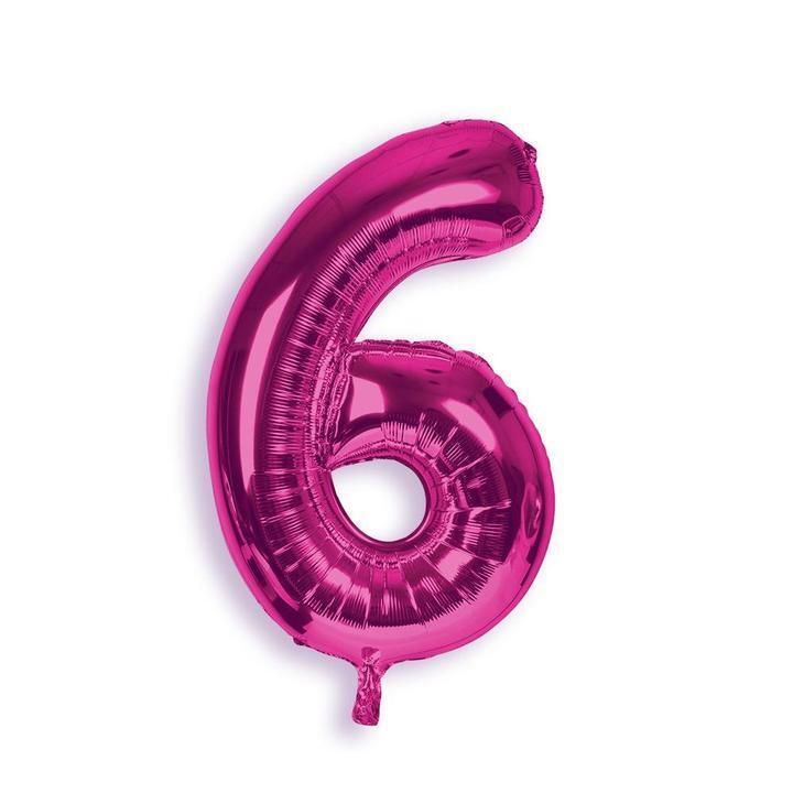 Foil Balloon Number 6 Hot Pink 34in