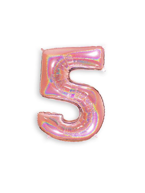 Foil Balloon Number 5 Rose Gold 34in